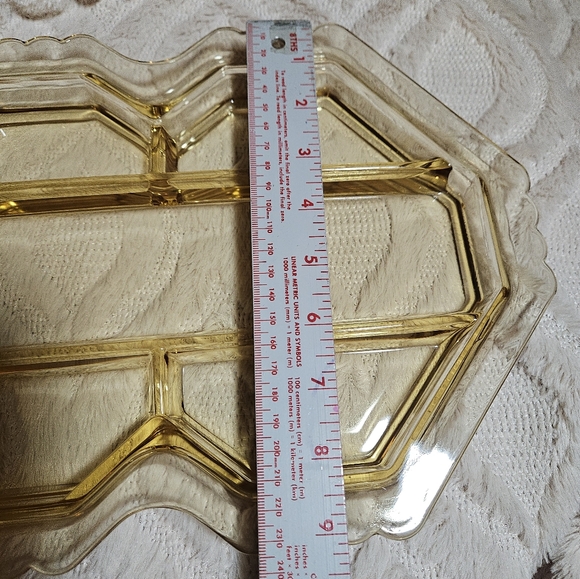 Rare Topaz Yellow Fostoria Mayfair 5-Part Smooth Glass Oblong Relish Dish Tray - Picture 12 of 16
